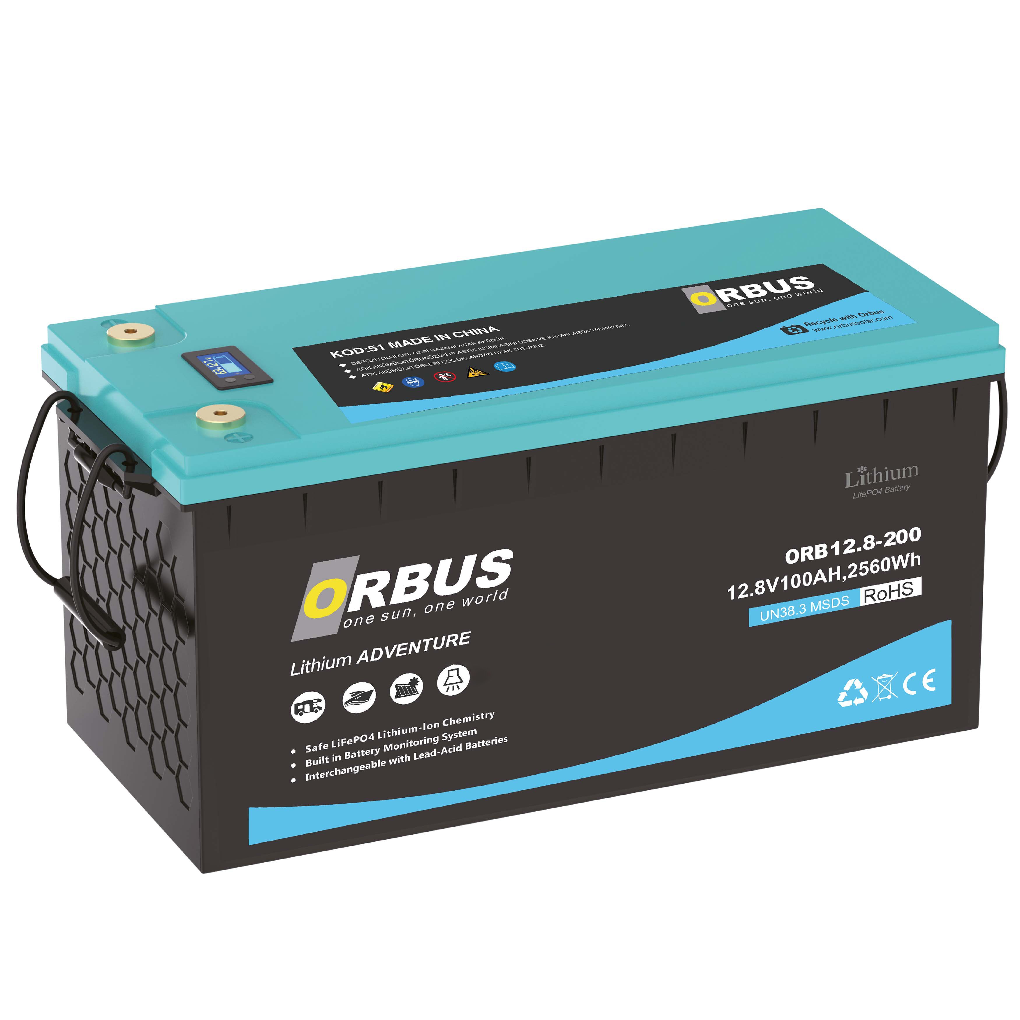 Orbus 12.8 V 200 Ah Lityum Akü