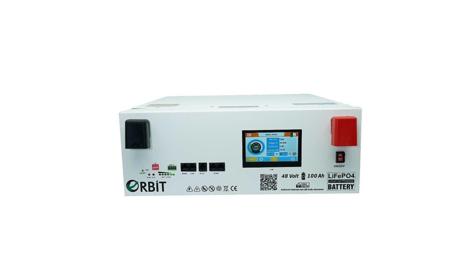 ORBİT 51.2 V 100 Ah LiFePO4 Akü-Low Voltage-Ekranlı-Metal Kasa 5 Yıl Garanti