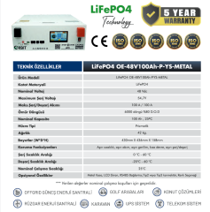 ORBİT 51.2 V 100 Ah LiFePO4 Akü-Low Voltage-Ekranlı-Metal Kasa 5 Yıl Garanti