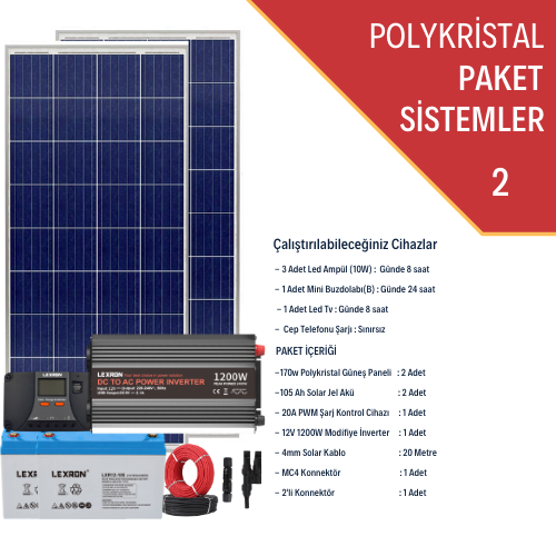1200W POLİKRİSTAL PAKET SİSTEM 1 (PAKET 2)