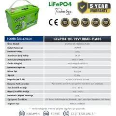 ORBİT 12 V 100 Ah LiFePO4 Akü-ABS Kasa