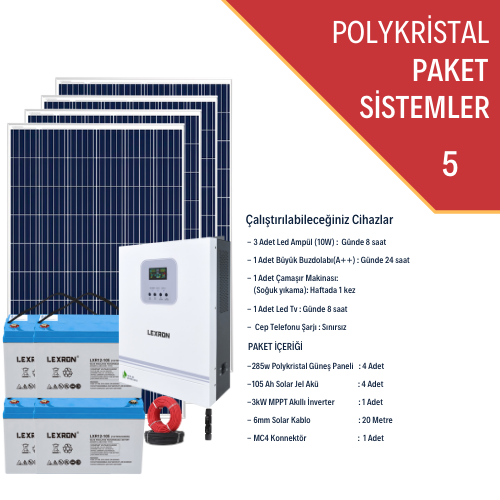 3kW POLİKRİSTAL PAKET SİSTEM 1 (PAKET 5)