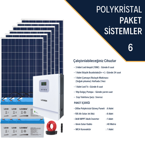 3kW POLİKRİSTAL PAKET SİSTEM 2 (PAKET 6)